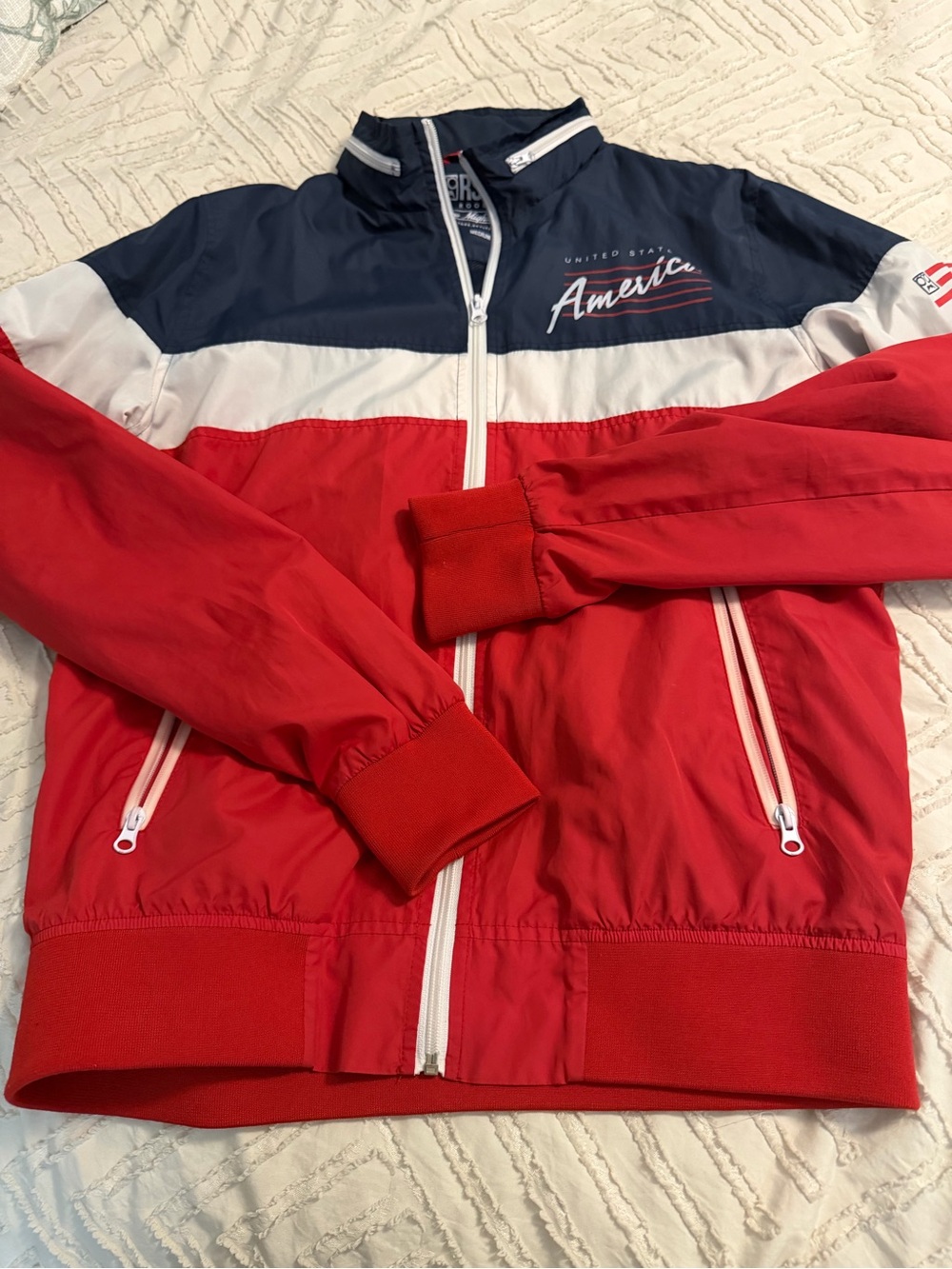 RSVLTS Red White Blue Colorblock Windbreaker Jacket